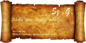 Száger Győző névjegykártya